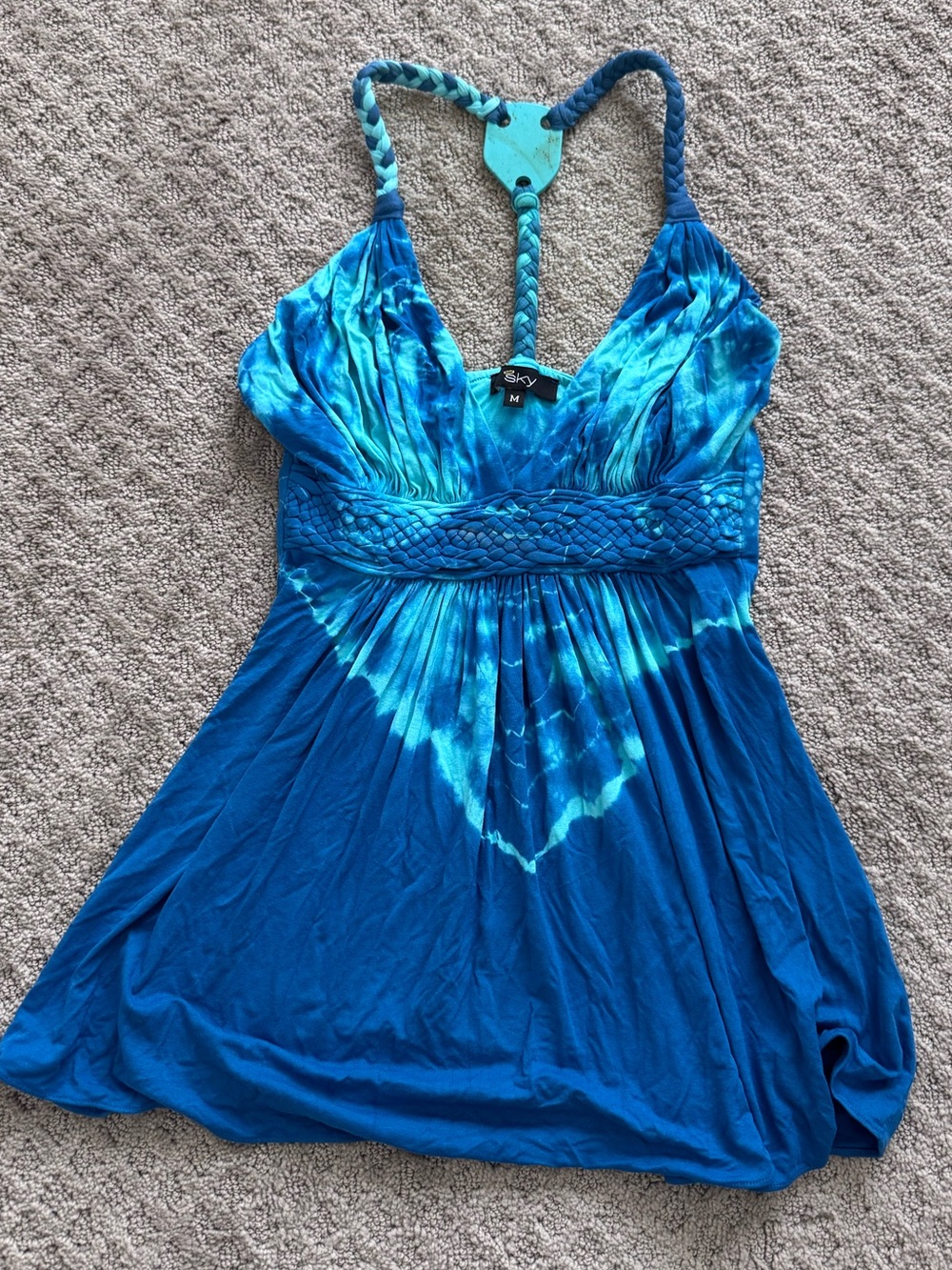 Sky Tie-Dye Braided Halter Top